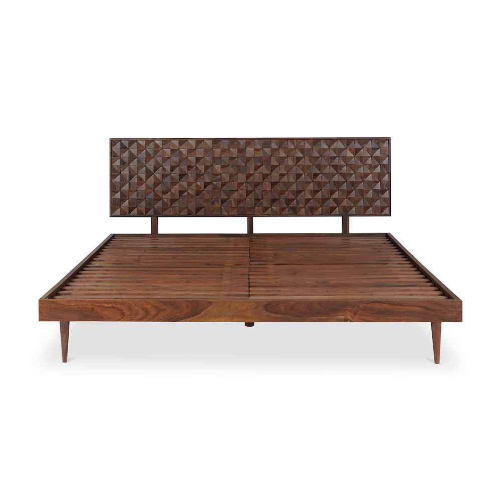 Cascadia Pablo Queen Brown Wood Bed – Modern Platform Design with Low Profile