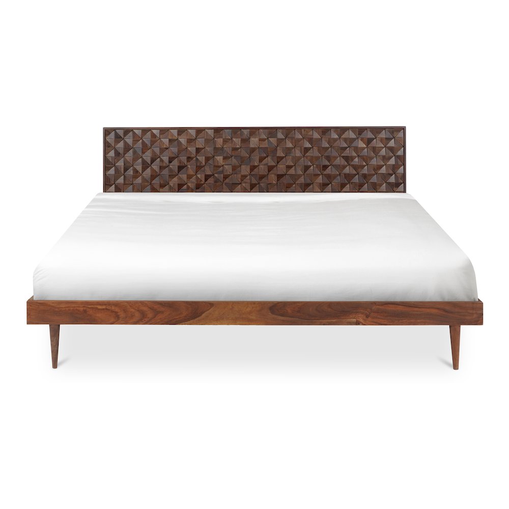 Cascadia Pablo Queen Brown Wood Bed – Modern Platform Design with Low Profile