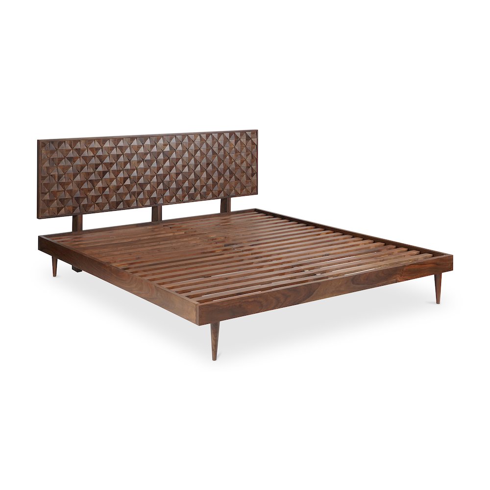 Cascadia Pablo Queen Brown Wood Bed – Modern Platform Design with Low Profile