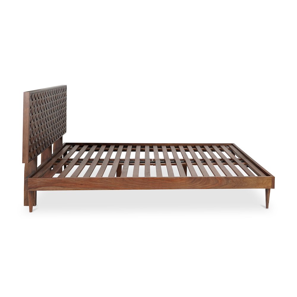 Cascadia Pablo Queen Brown Wood Bed – Modern Platform Design with Low Profile