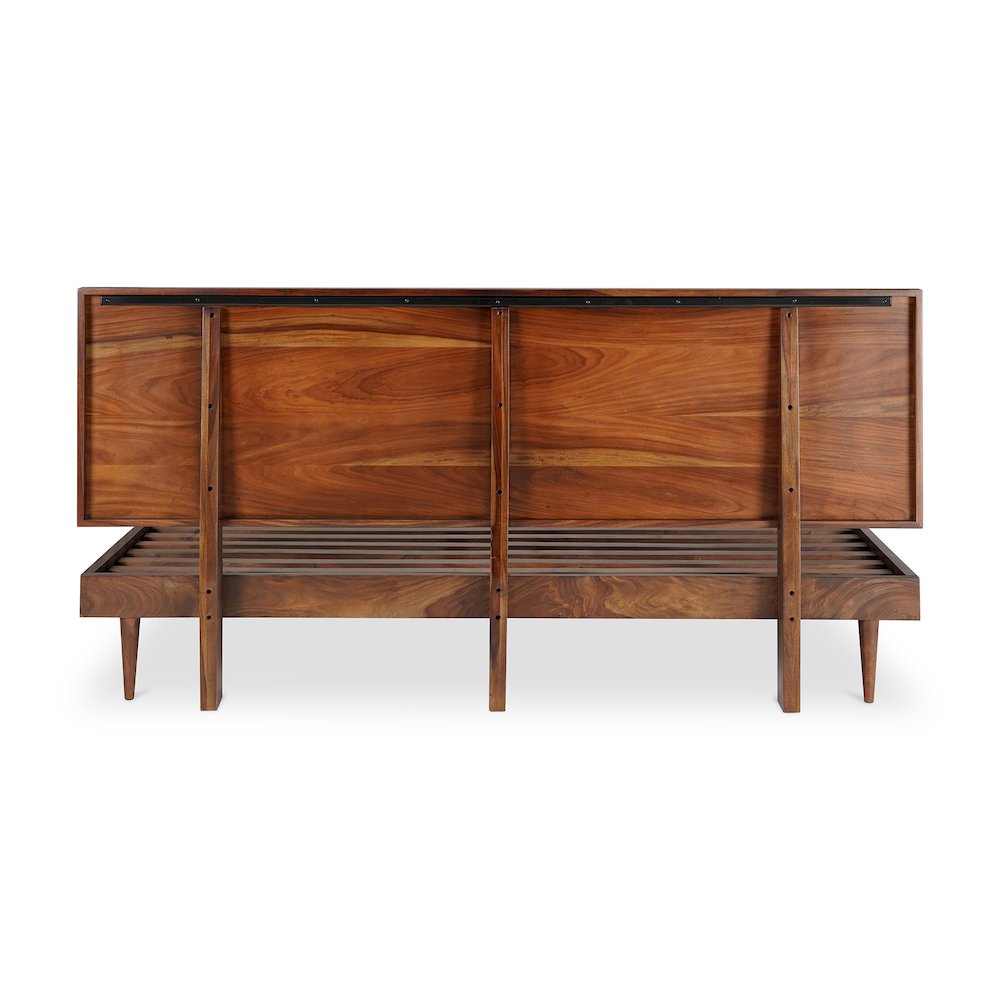 Cascadia Pablo Queen Brown Wood Bed – Modern Platform Design with Low Profile