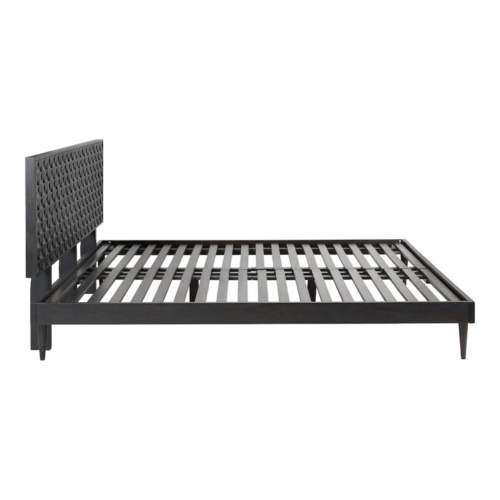 Cascadia Pablo King Black Wood Bed Modern Platform Design with Low Profile