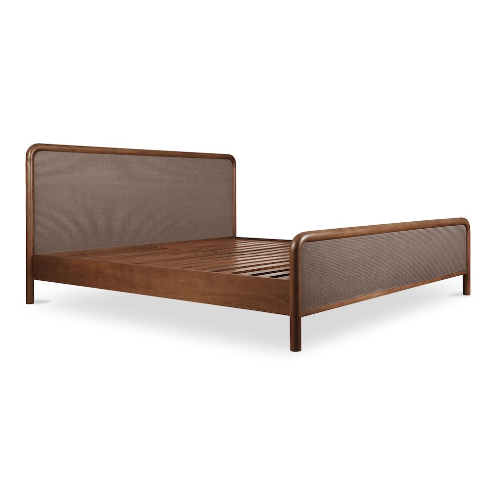 Tatami Rye Collection King Size Bed Warm Brown Wood – Modern Platform with Clean Lines