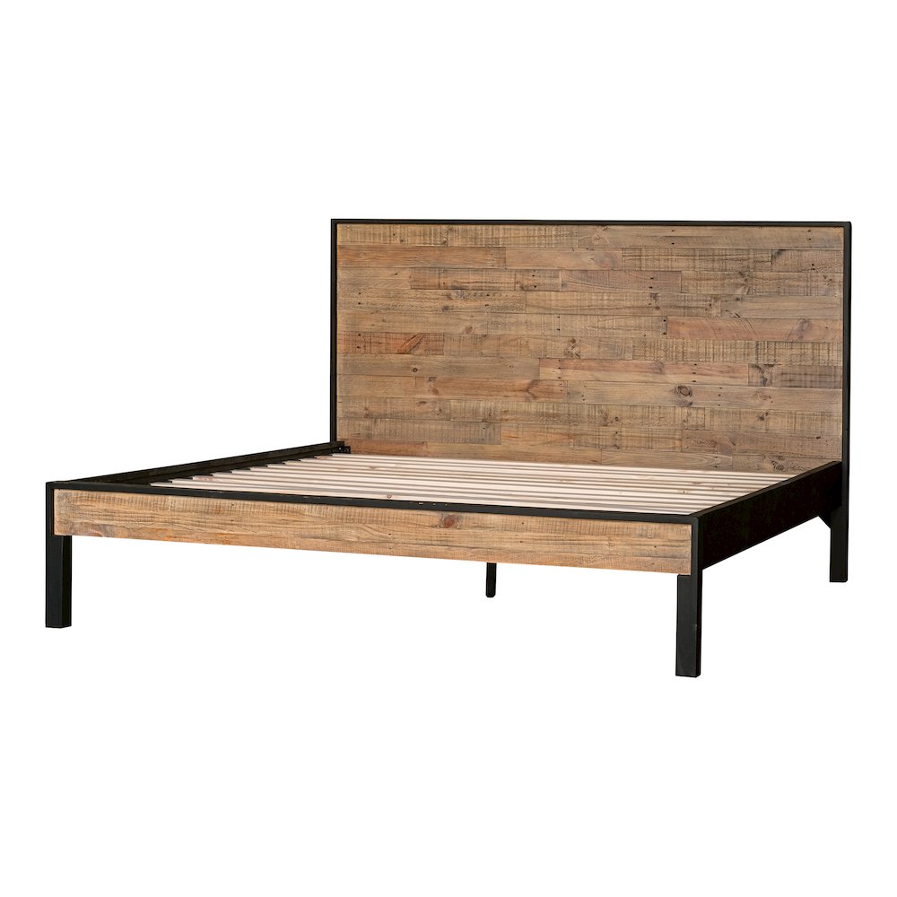 Estelle Nova Collection King Size Black Wooden Bed – Minimalist Design with Slatted Base