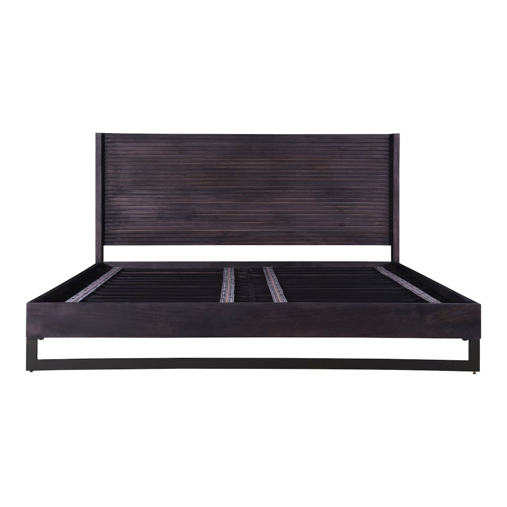 Braylin Paloma Collection King Bed Charcoal Grey Fabric – Contemporary Platform Frame with Headboard