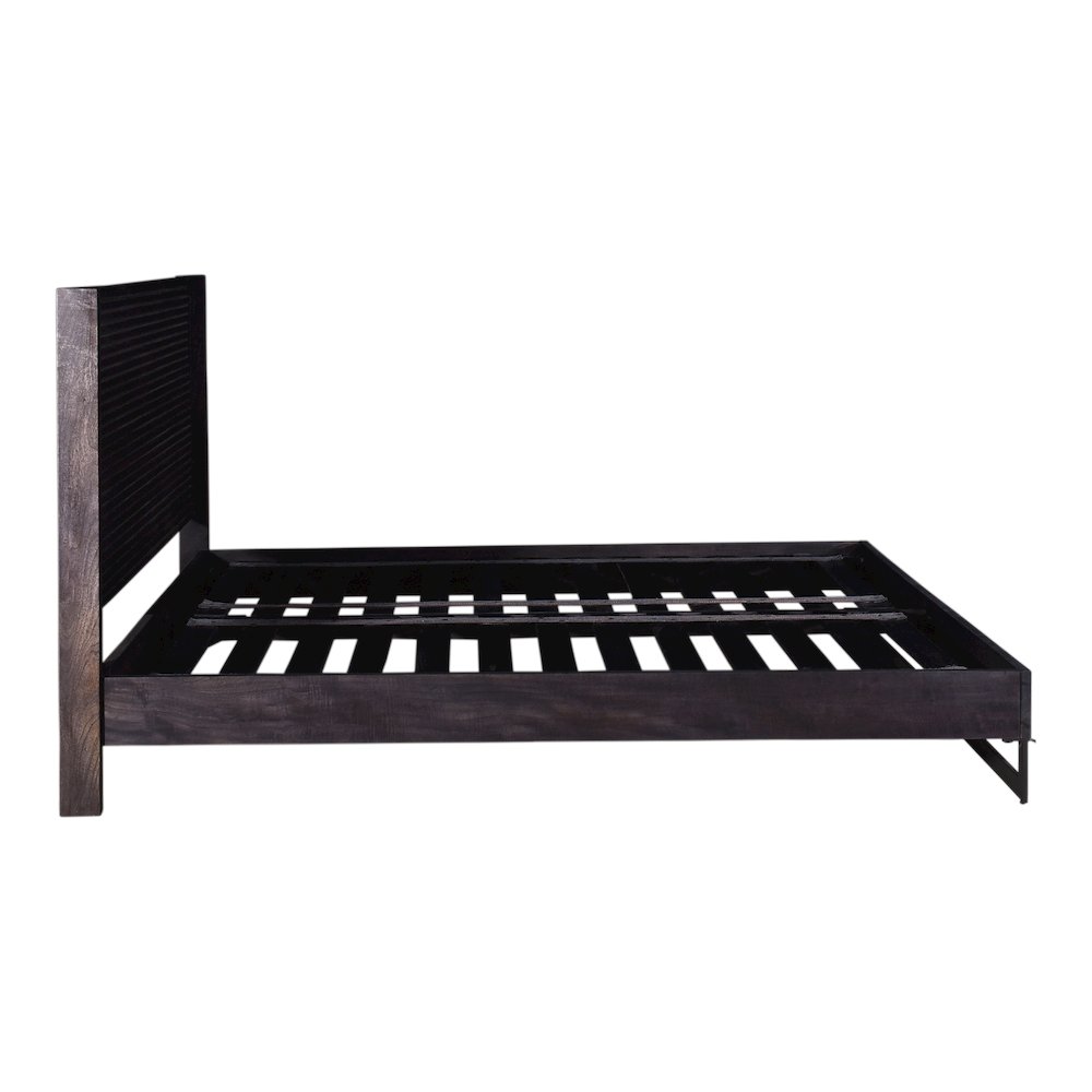 Braylin Paloma Collection King Bed Charcoal Grey Fabric – Contemporary Platform Frame with Headboard