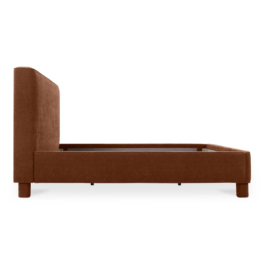 Eviana Ichigo Collection Queen Size Bed Deep Orange Fabric – Sleek Modern Upholstered Frame