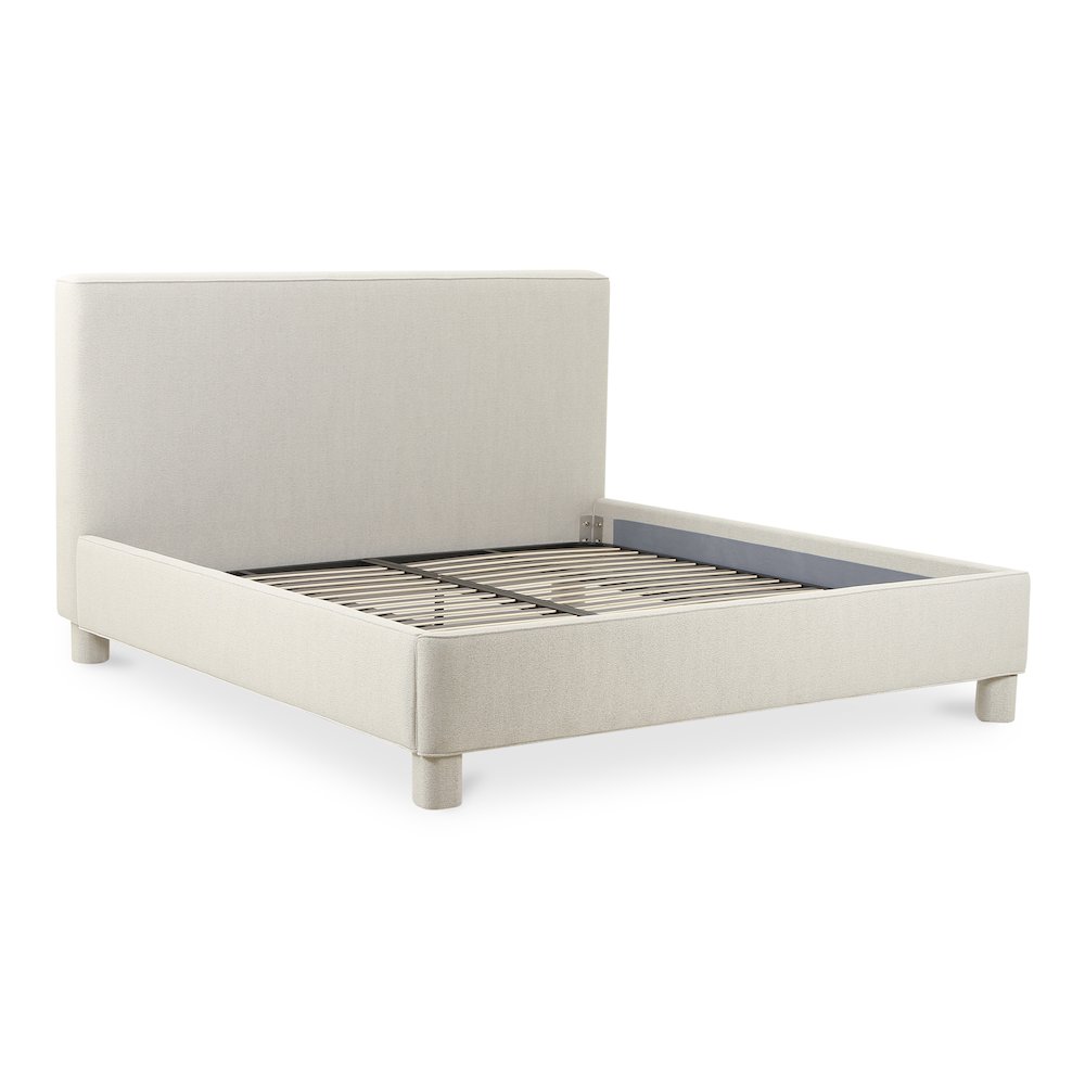 Eviana Ichigo Queen Size Upholstered Bed in Dark Grey – Minimalist Platform Style