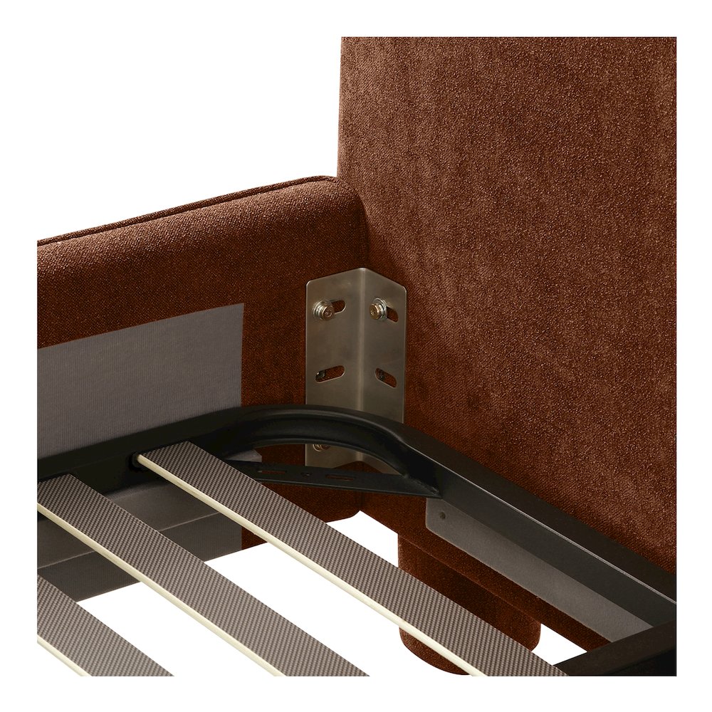 Eviana Ichigo Collection King Size Deep Orange Upholstered Bed – Contemporary Style with Padded Frame