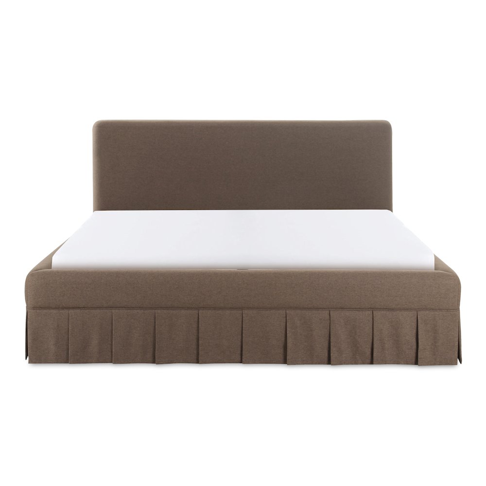 Regent Maren Queen Upholstered Bed in Beige Modern Minimalist Style with Slatted Support