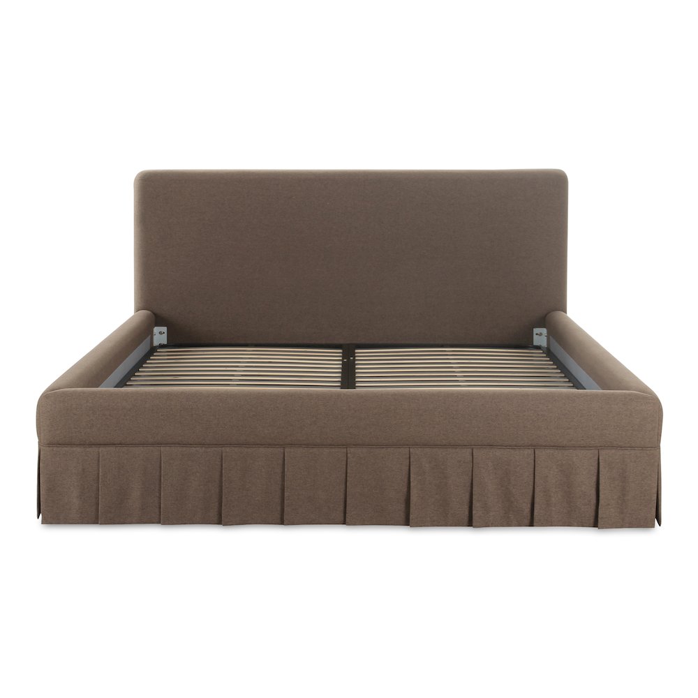 Regent Maren Queen Upholstered Bed in Beige Modern Minimalist Style with Slatted Support