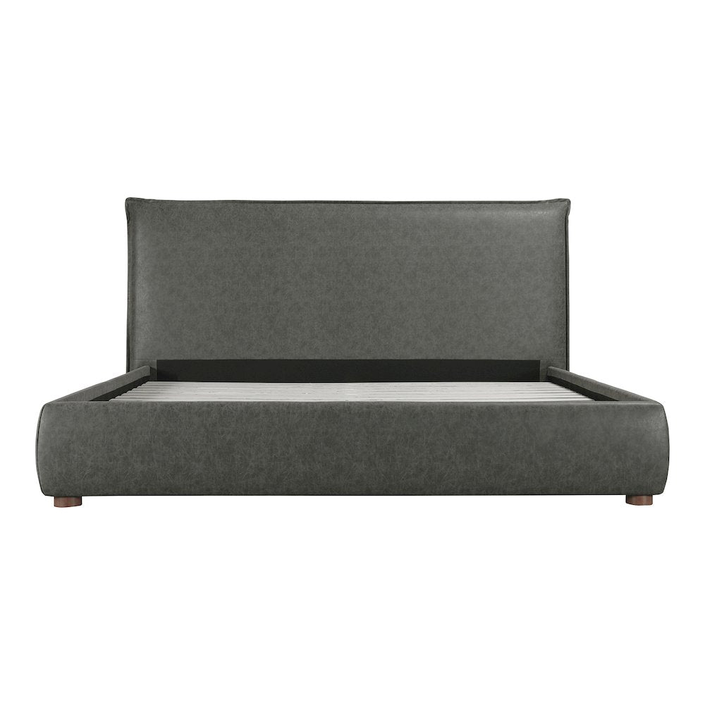 Nynette Luzon Collection Queen Bed Slate Vegan Leather – Sleek Modern Upholstered Headboard