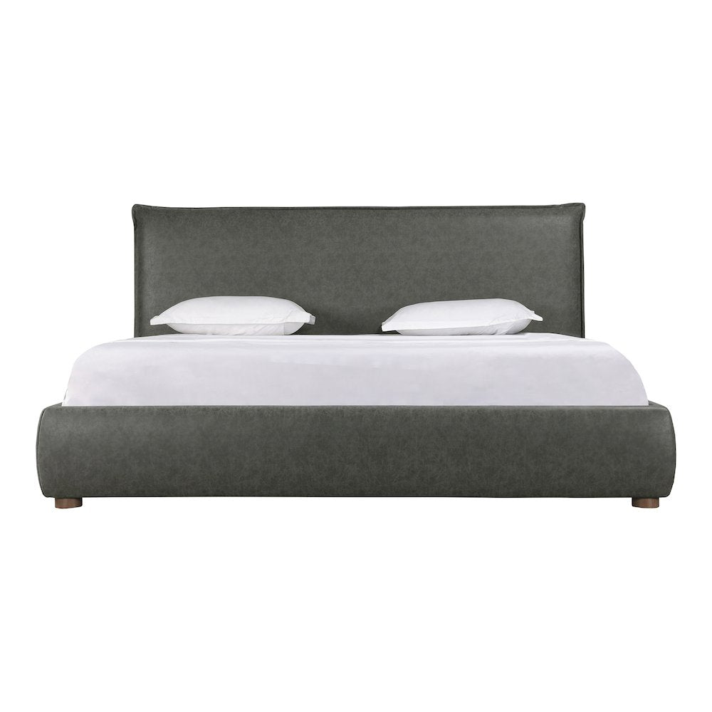 Nynette Luzon Collection Queen Bed Slate Vegan Leather – Sleek Modern Upholstered Headboard