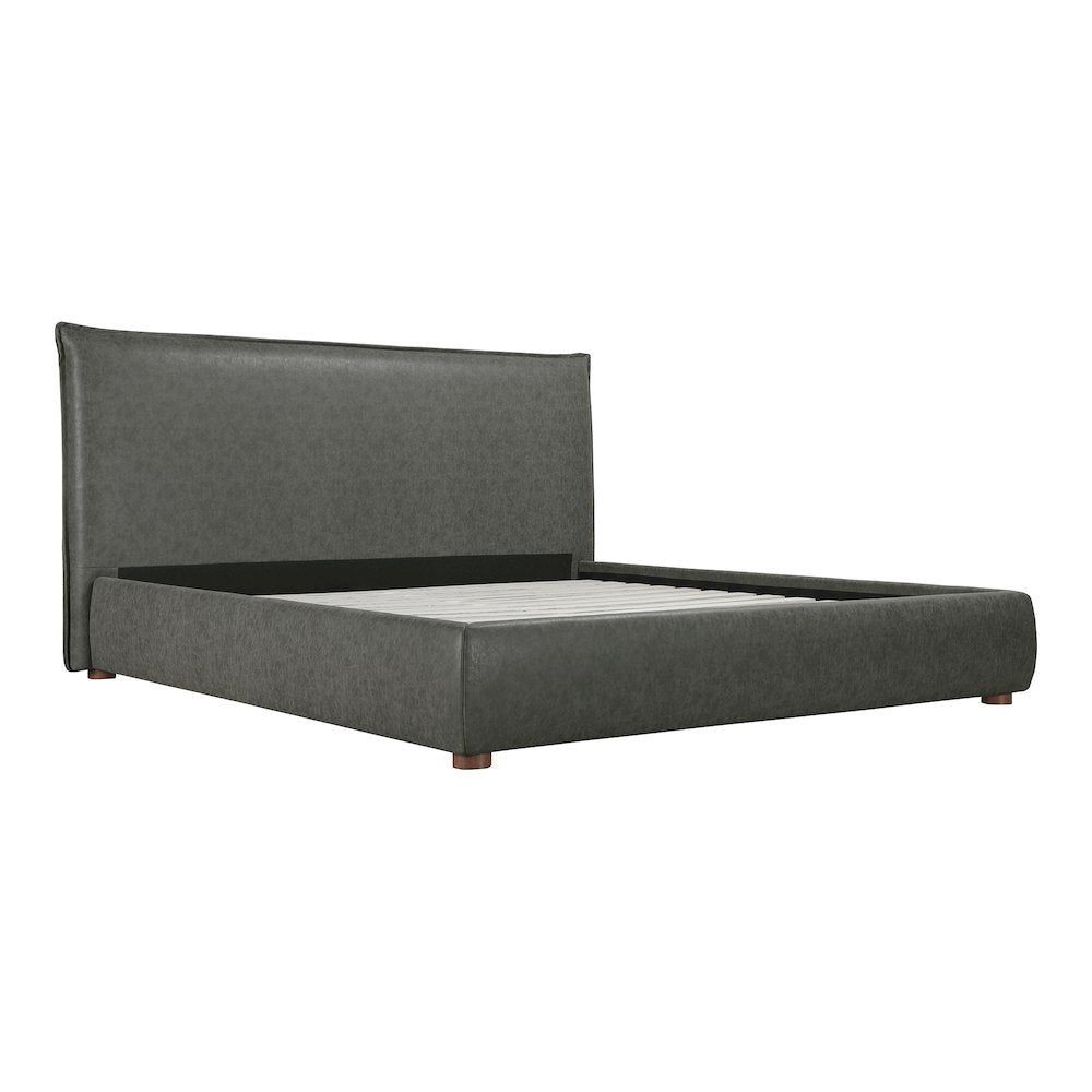 Nynette Luzon Collection Queen Bed Slate Vegan Leather – Sleek Modern Upholstered Headboard