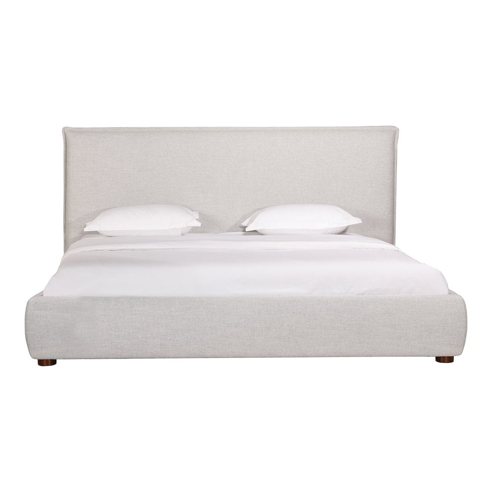 Linen Luzon Collection King Size Upholstered Bed – Tufted Headboard, Low Profile Base