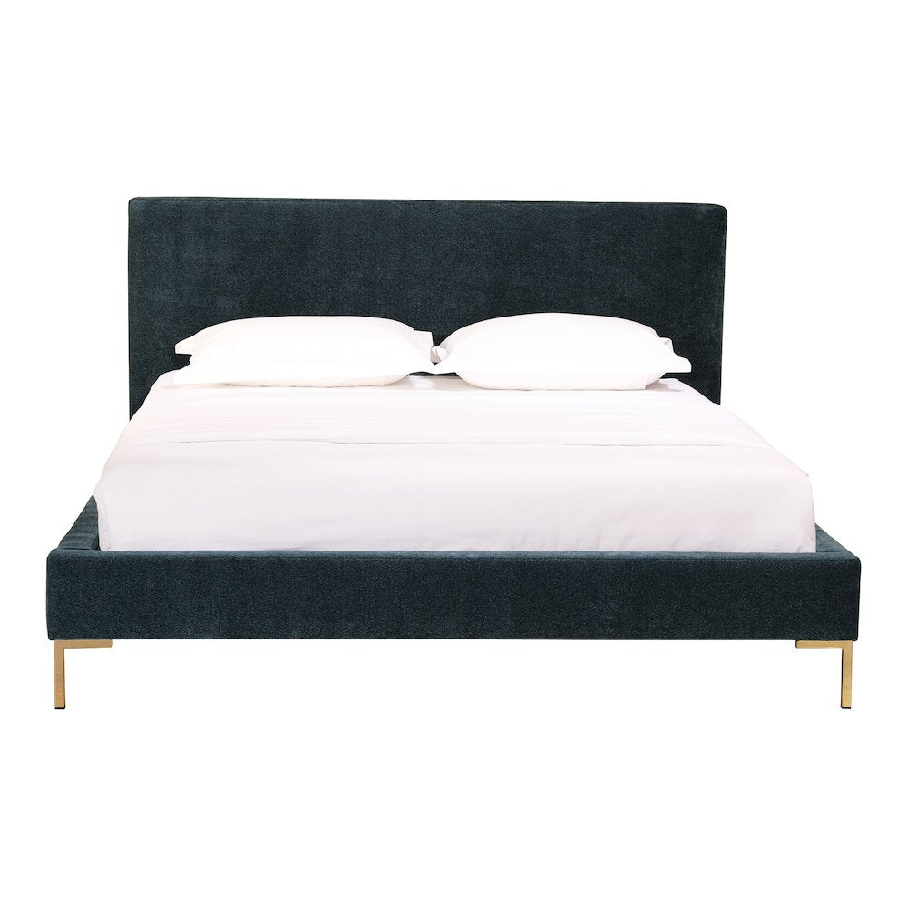 Niko Astrid King Dark Grey Upholstered Bed – Modern Platform with Tufted Headboard