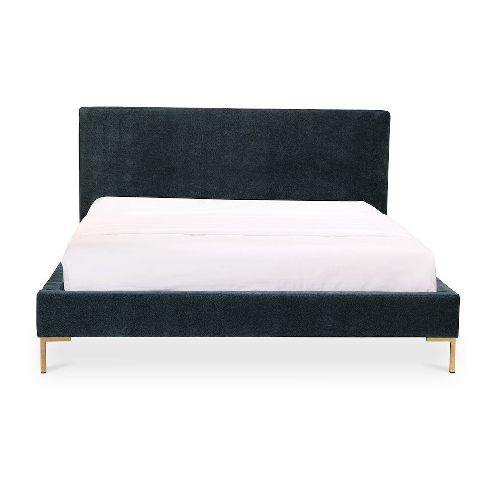 Niko Astrid King Dark Grey Upholstered Bed – Modern Platform with Tufted Headboard