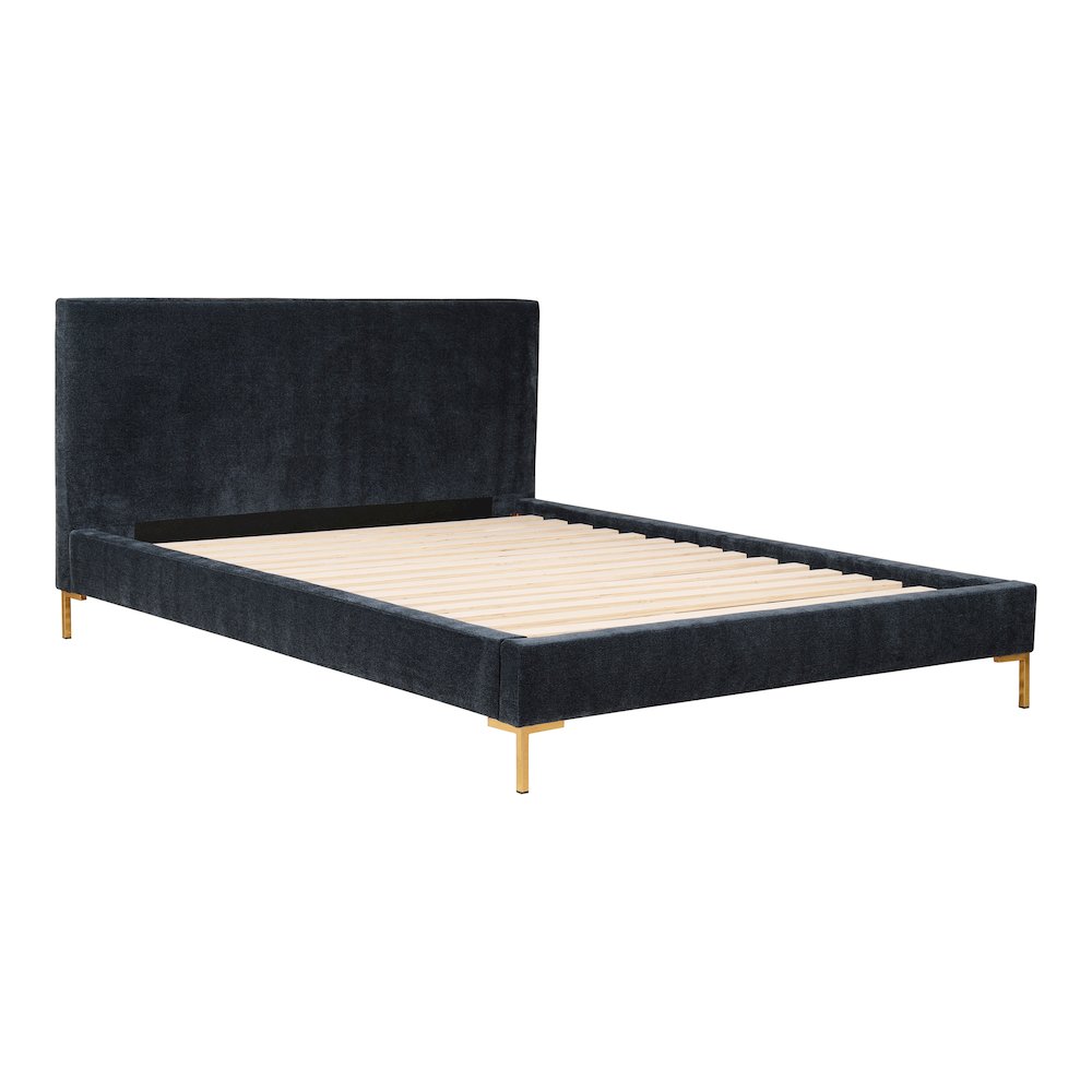 Niko Astrid King Dark Grey Upholstered Bed – Modern Platform with Tufted Headboard