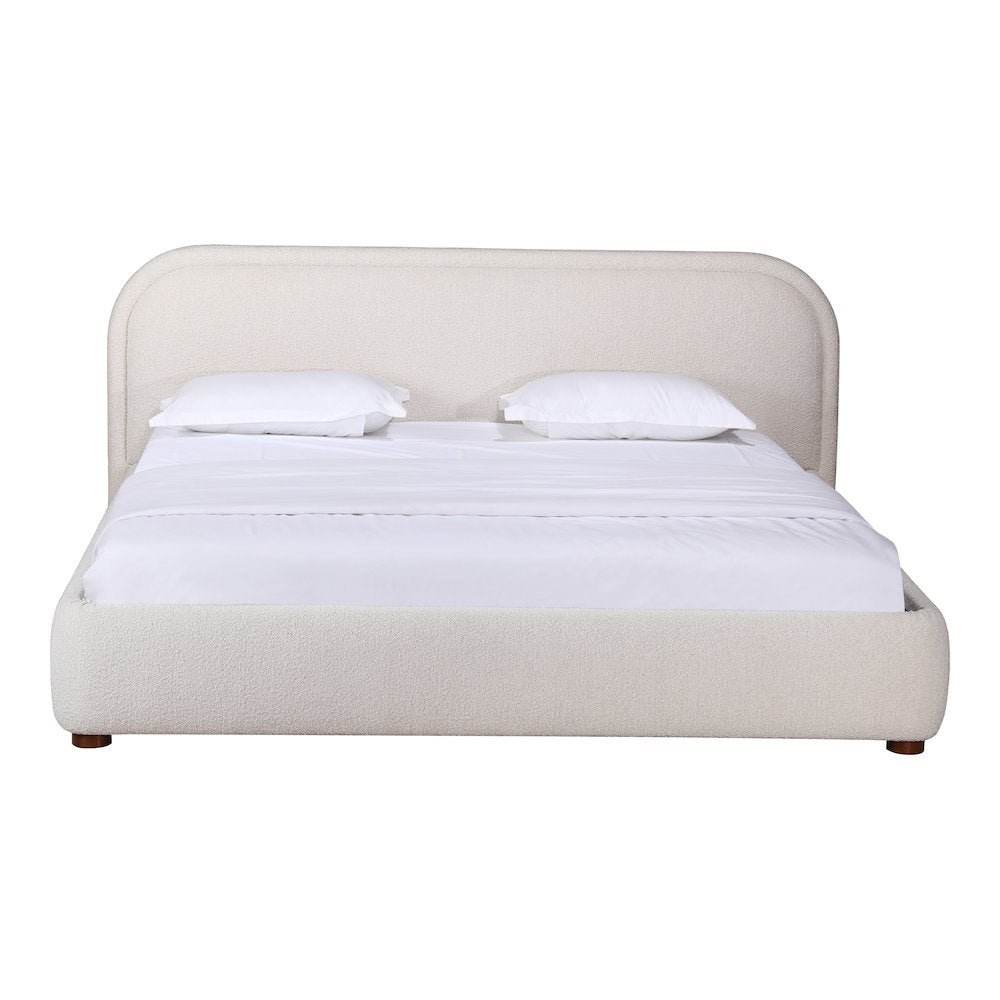 Cady Colin Queen Grey Upholstered Fabric Bed – Modern Design with Padded Headboard