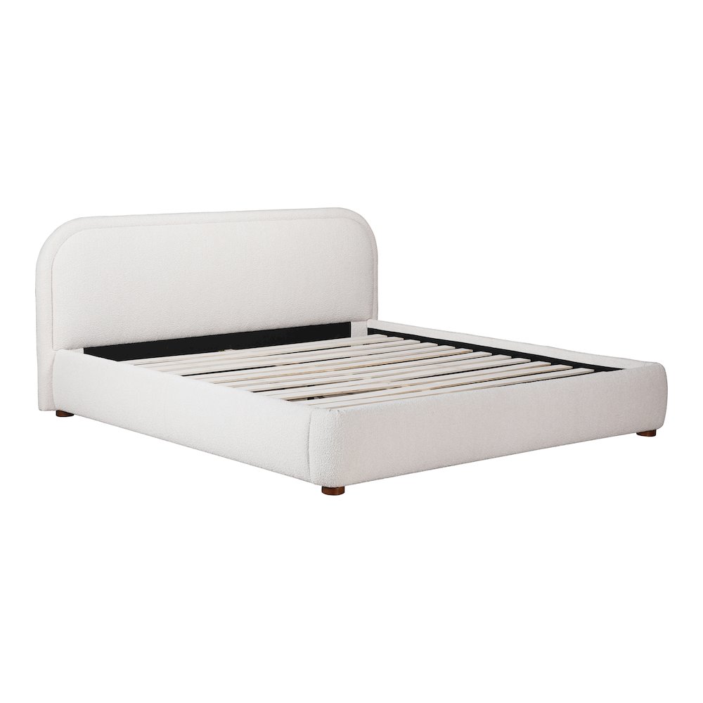 Cady Colin Queen Grey Upholstered Fabric Bed – Modern Design with Padded Headboard