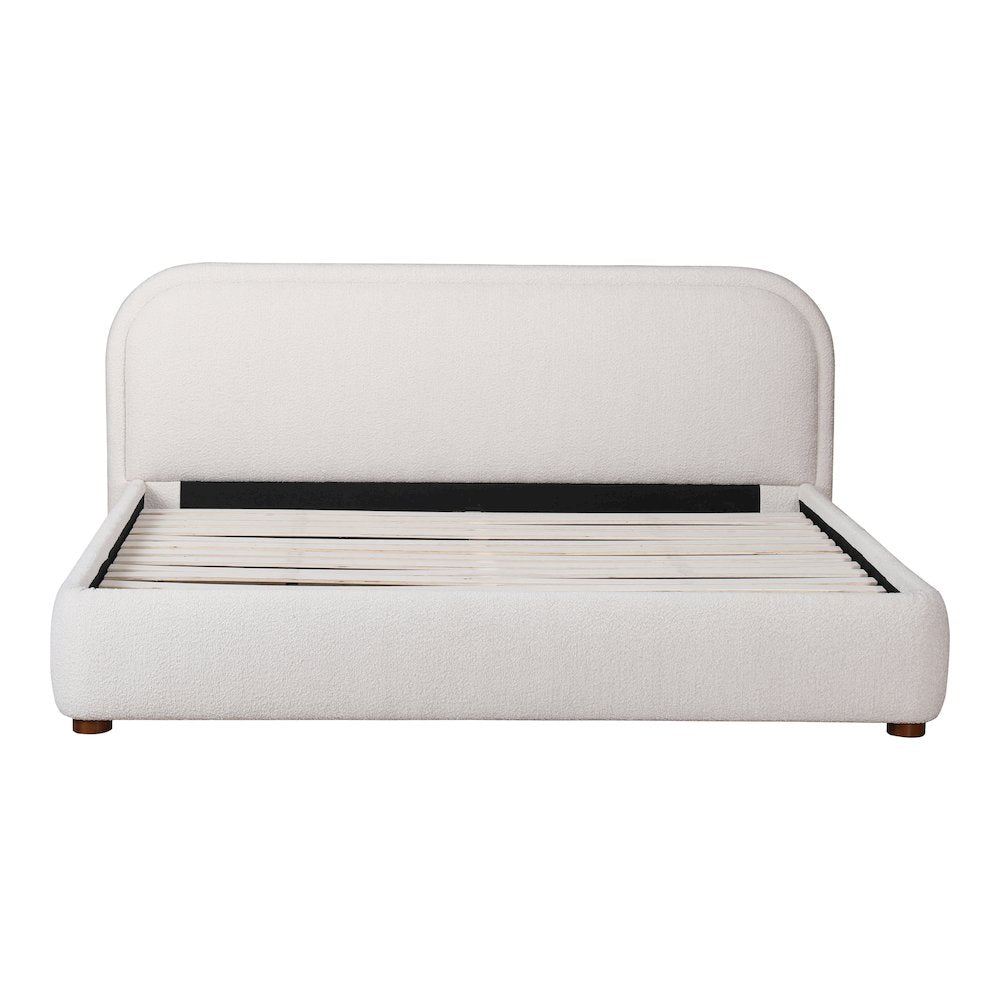 Makram Colin King Upholstered Platform Bed in Beige Fabric – Sleek Modern Style