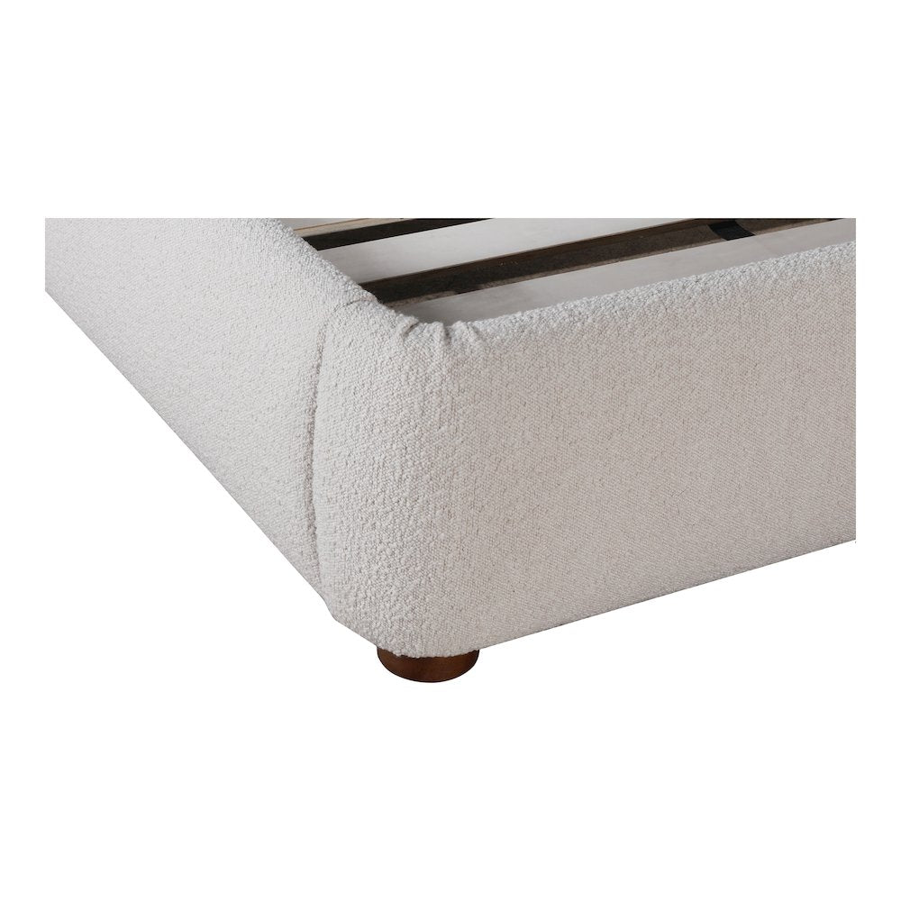 Makram Colin King Upholstered Platform Bed in Beige Fabric – Sleek Modern Style