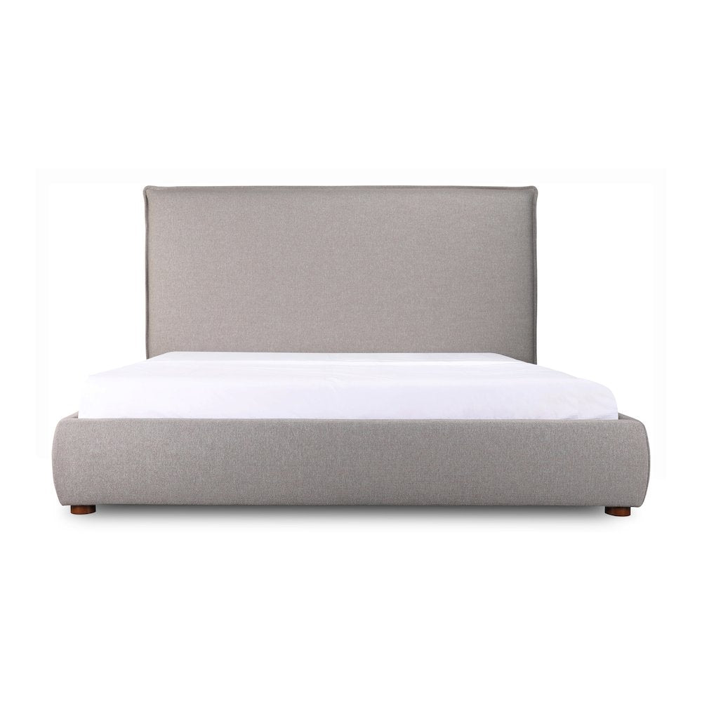Scandinavian Nynette Luzon Queen Bed Slate Vegan Leather – Minimalist Tall Headboard
