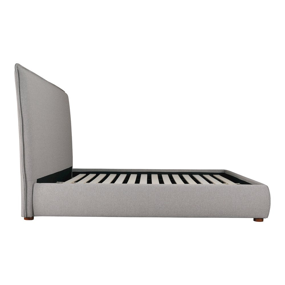 Scandinavian Nynette Luzon Queen Bed Slate Vegan Leather – Minimalist Tall Headboard