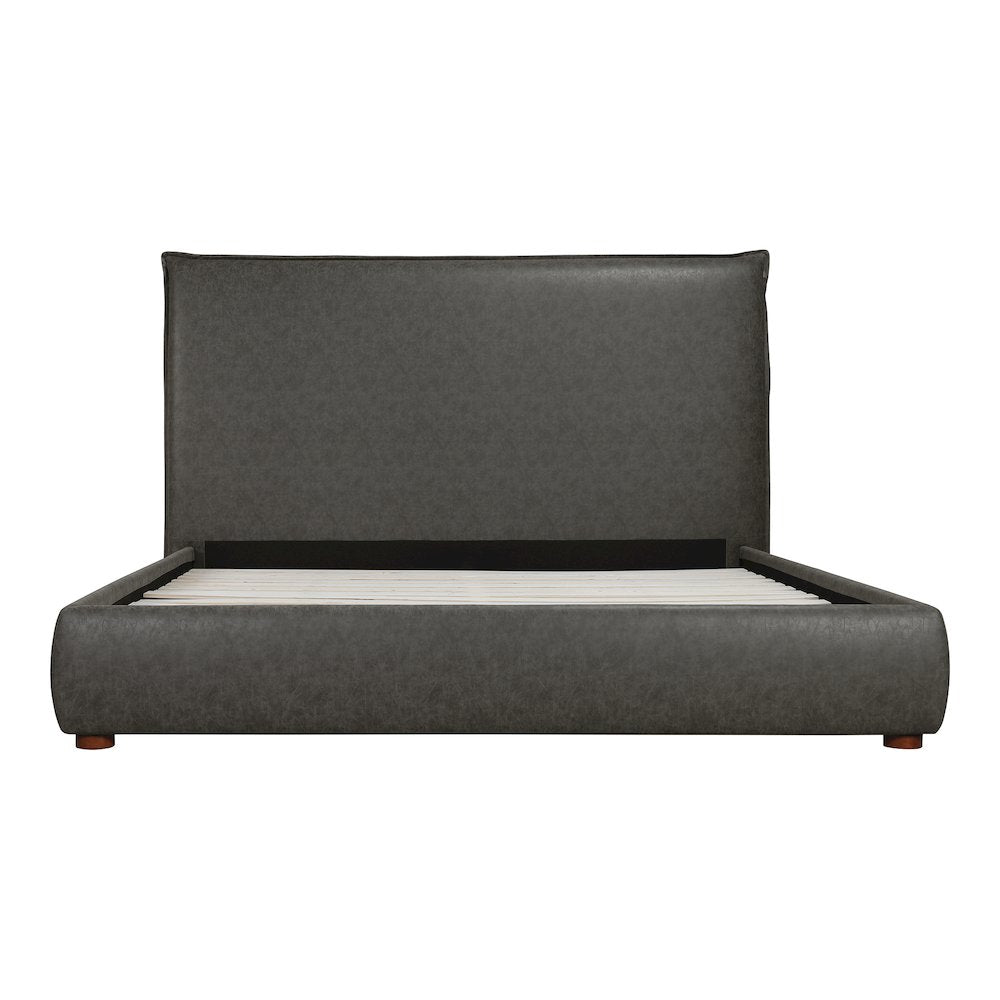 Nynette Luzon King Bed in Slate Vegan Leather – Contemporary Style with Tall Headboard