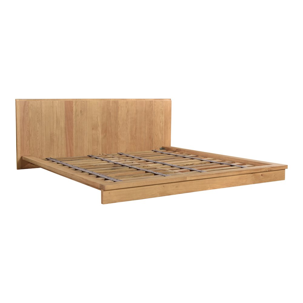 Carlyn Plank King Brown Wood Platform Bed – Minimalist Slatted Design