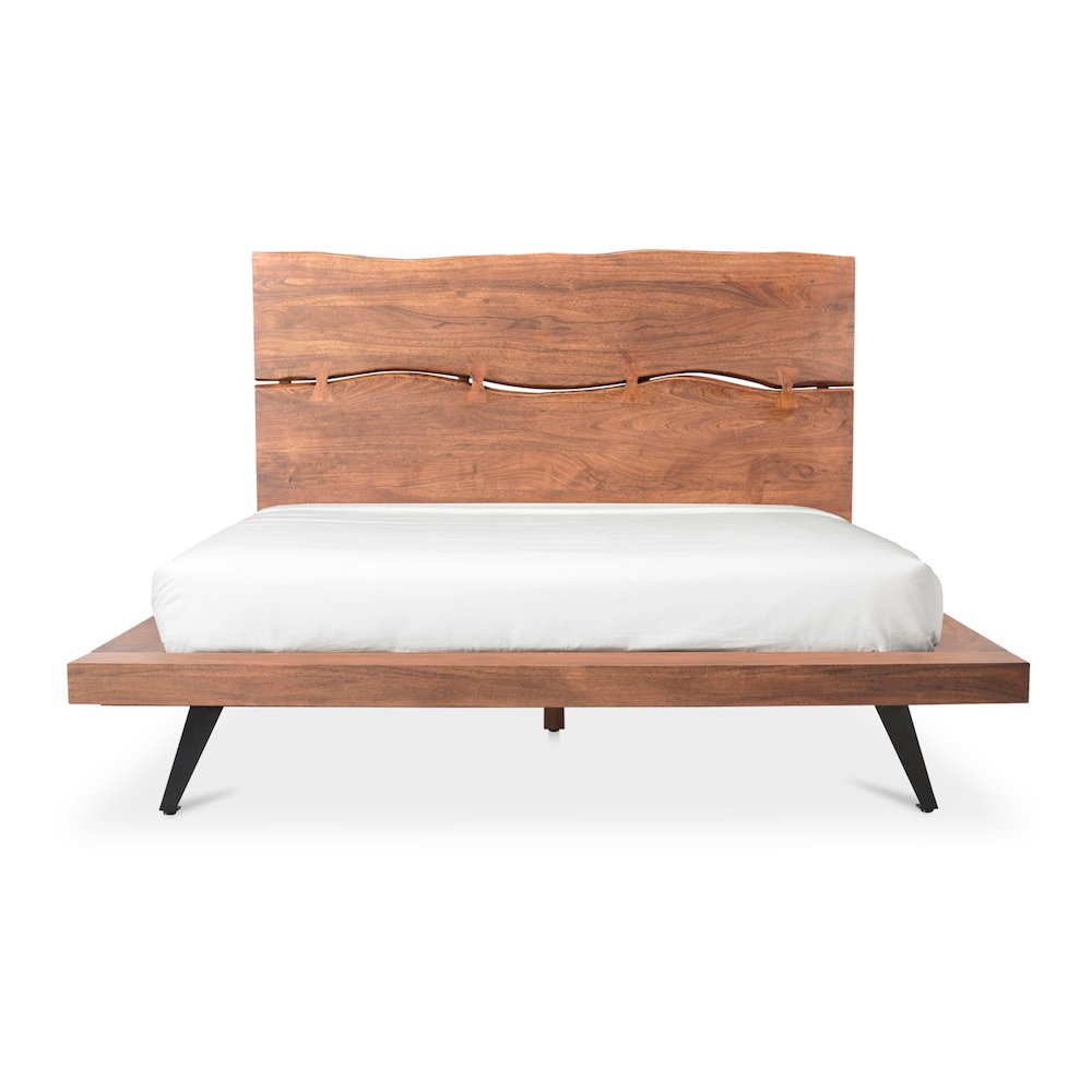 Noelle Madagascar King Walnut Wood Platform Bed – Modern Rustic Low-Profile Design
