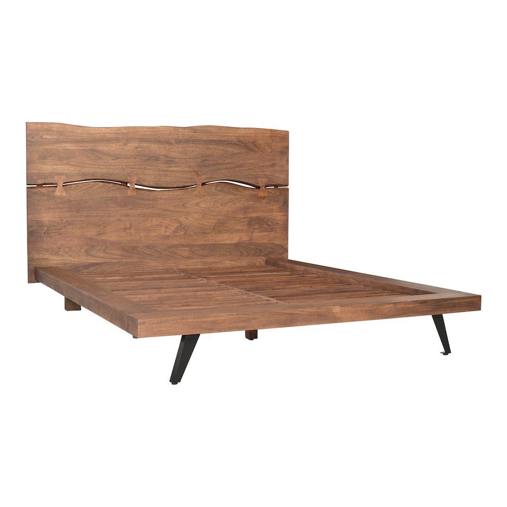 Noelle Madagascar King Walnut Wood Platform Bed Modern Rustic Low-Profile Design