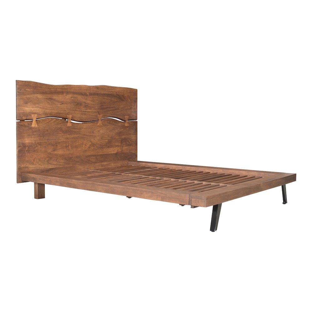 Noelle Madagascar King Walnut Wood Platform Bed – Modern Rustic Low-Profile Design