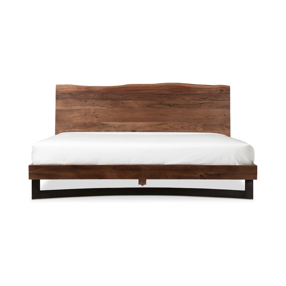 Marilla Bent King Size Acacia Wood Platform Bed Handcrafted Mid-Century Modern Frame