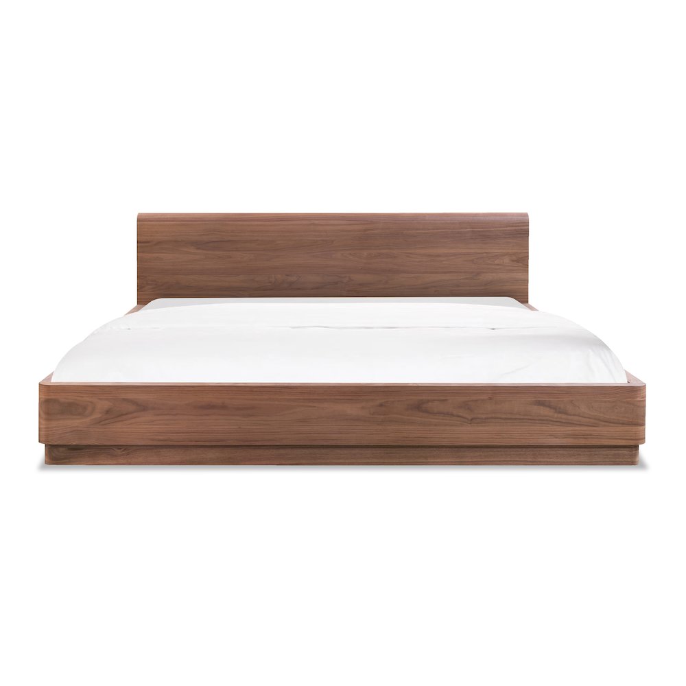 Round Off King Size Walnut Brown Wooden Bed – Sleek Minimalist FrameRound Off King Size Walnut Brown Wooden Bed – Sleek Minimalist Frame