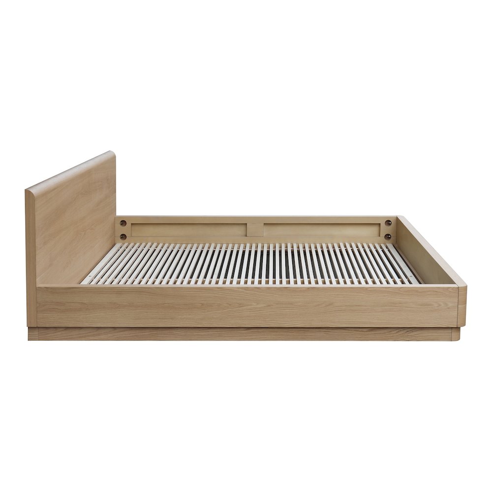 Jaelyn Round Off King Bed Light Oak Brown Solid Wood – Sleek Platform Style with Curved Edges