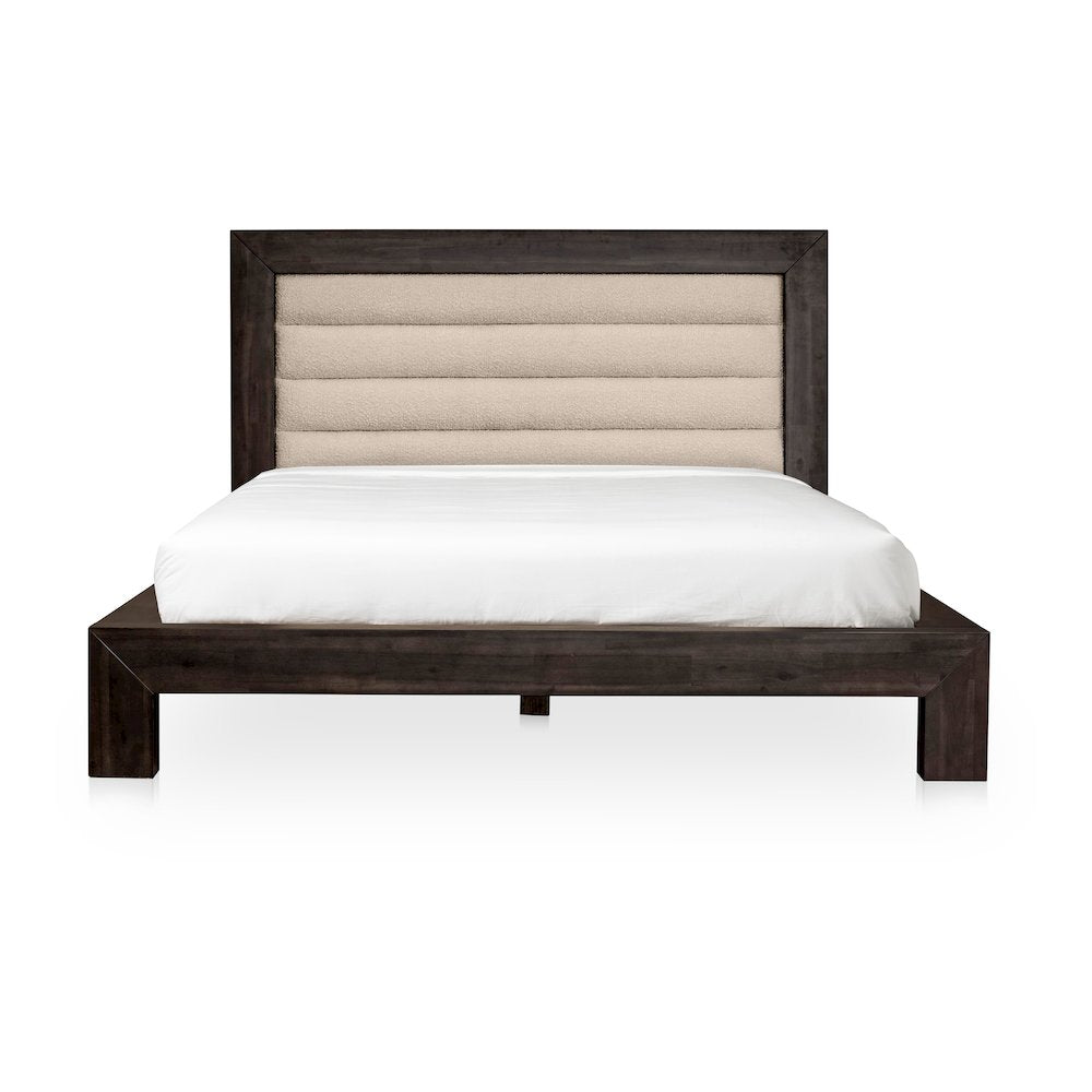Muy Ashcroft Queen Grey Wooden Bed Frame – Contemporary Style with Low Profile Platform
