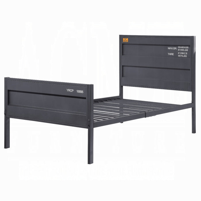 Galveston Cargo Twin Gunmetal Metal Bed – Industrial Style Youth Design