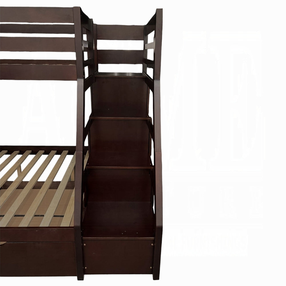 Sasha Jason Twin Over Full Wood Storage Bunk Bed Teenager with Trundle and Drawers