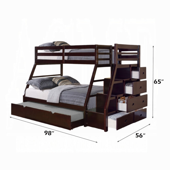 Sasha Jason Twin Over Full Wood Storage Bunk Bed – Teenager with Trundle and Drawers