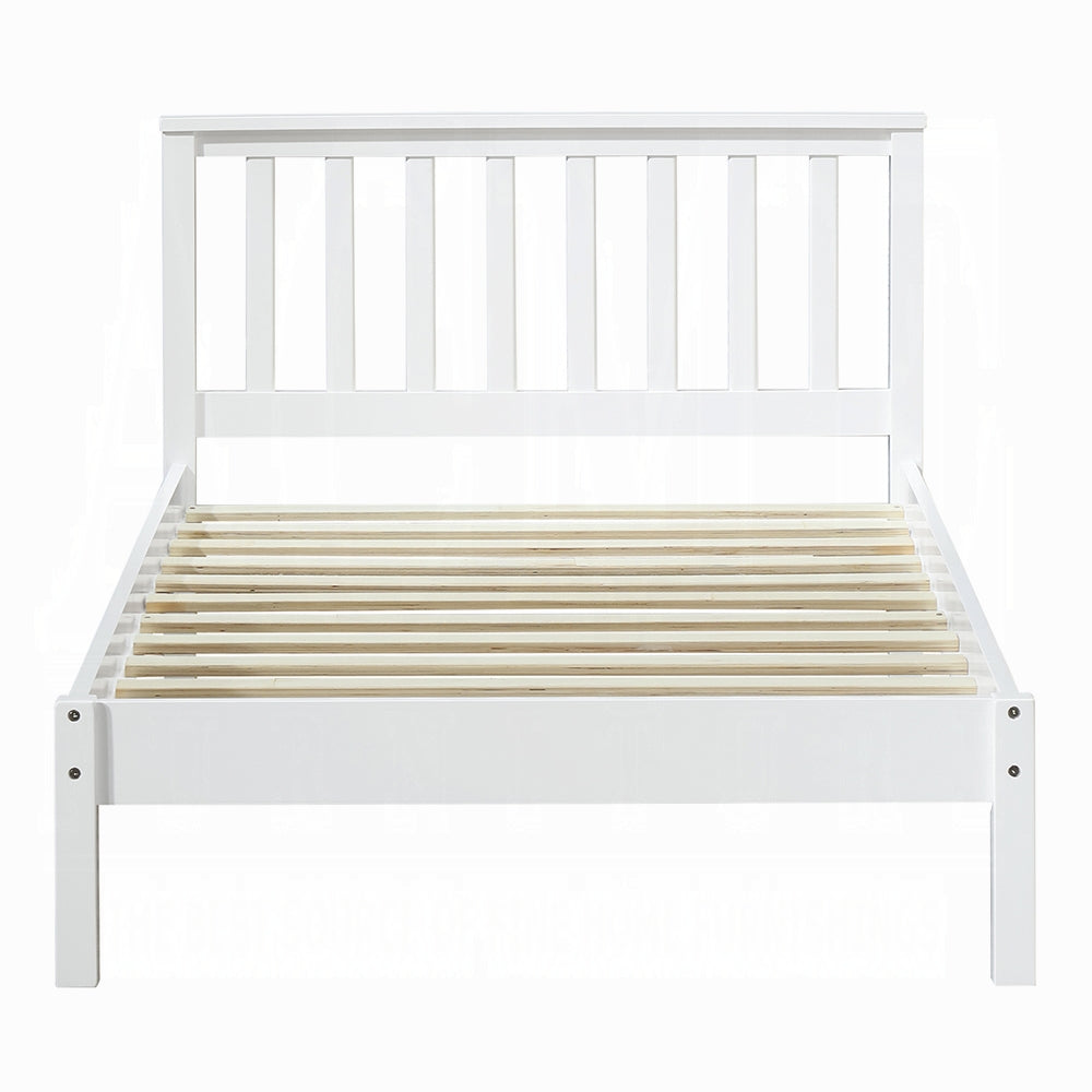 Aman Freya Twin White Platform Bed Frame – Durable Metal Bed with Built-in Support System