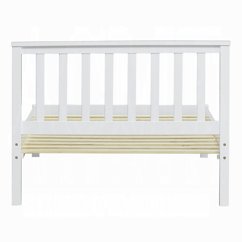 Aman Freya Twin White Platform Bed Frame – Durable Metal Bed with Built-in Support System