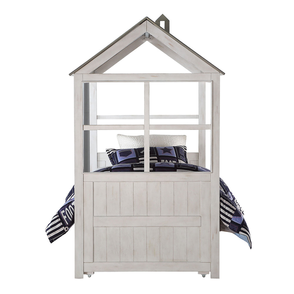 Yosoda Tree House II Twin Gray Wooden Bed Rustic Cottage Style for Kids