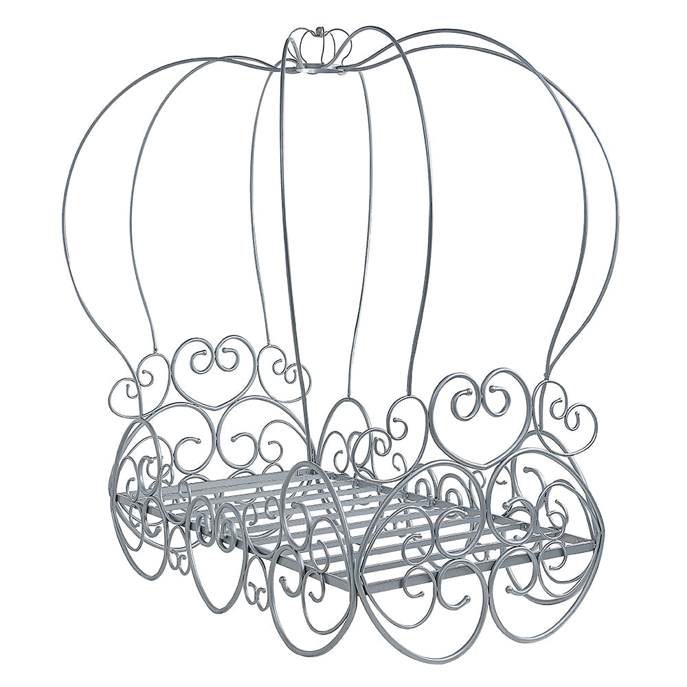 Harper Priya Twin Silver Scrollwork Canopy Bed – Low Profile Metal Frame for Princess Bedroom