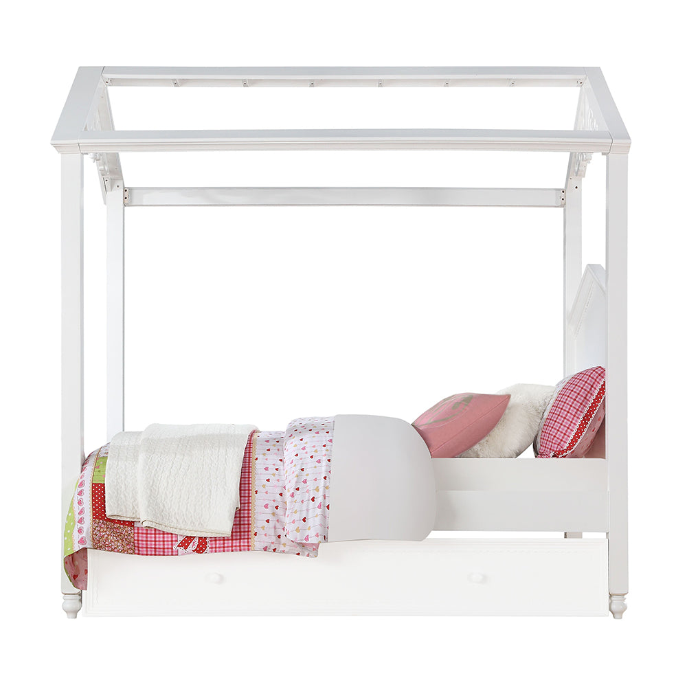Appia Rapunzel Twin Bed in White Finish Stylish Upholstered Bed for Kids