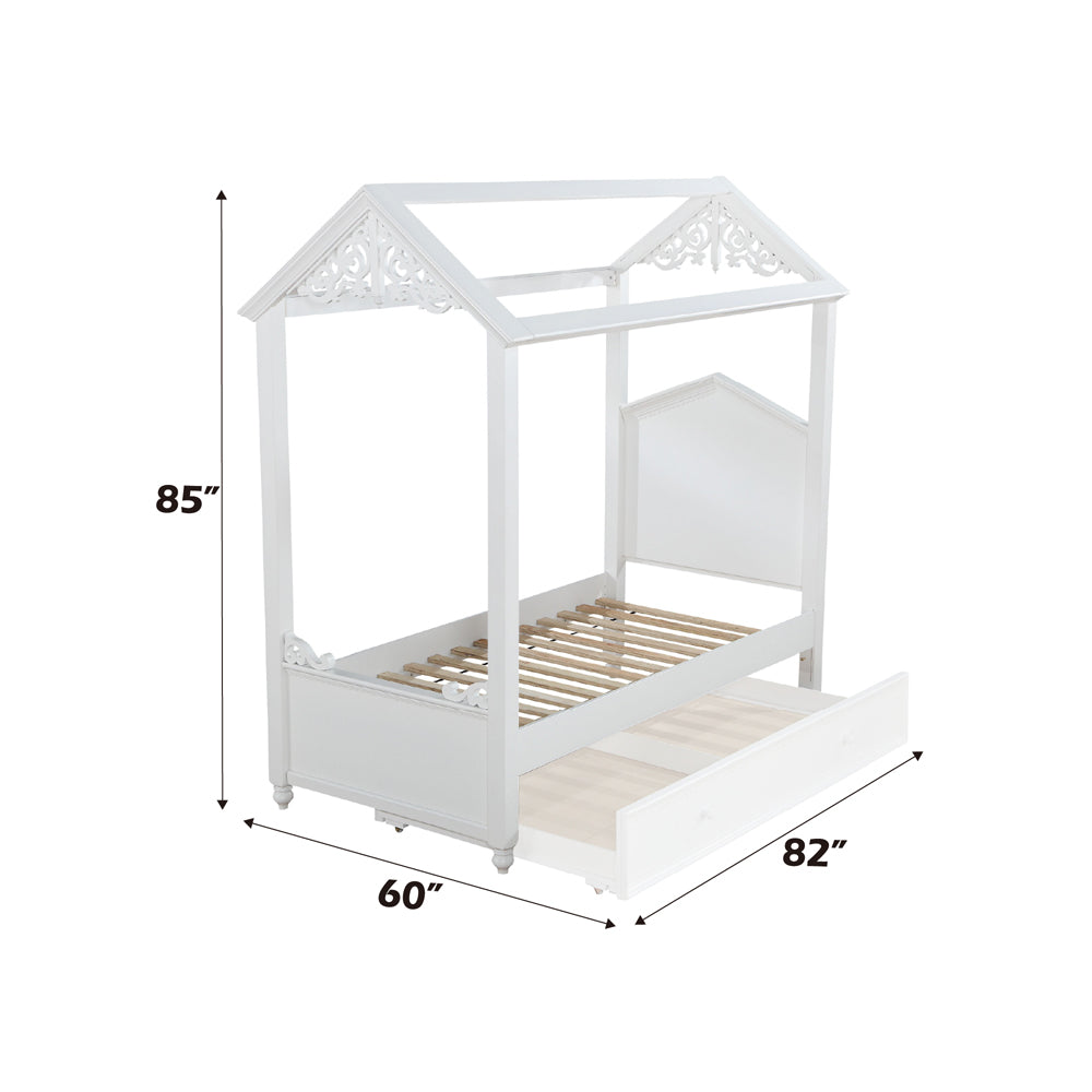 Appia Rapunzel Twin Bed in White Finish Stylish Upholstered Bed for Kids