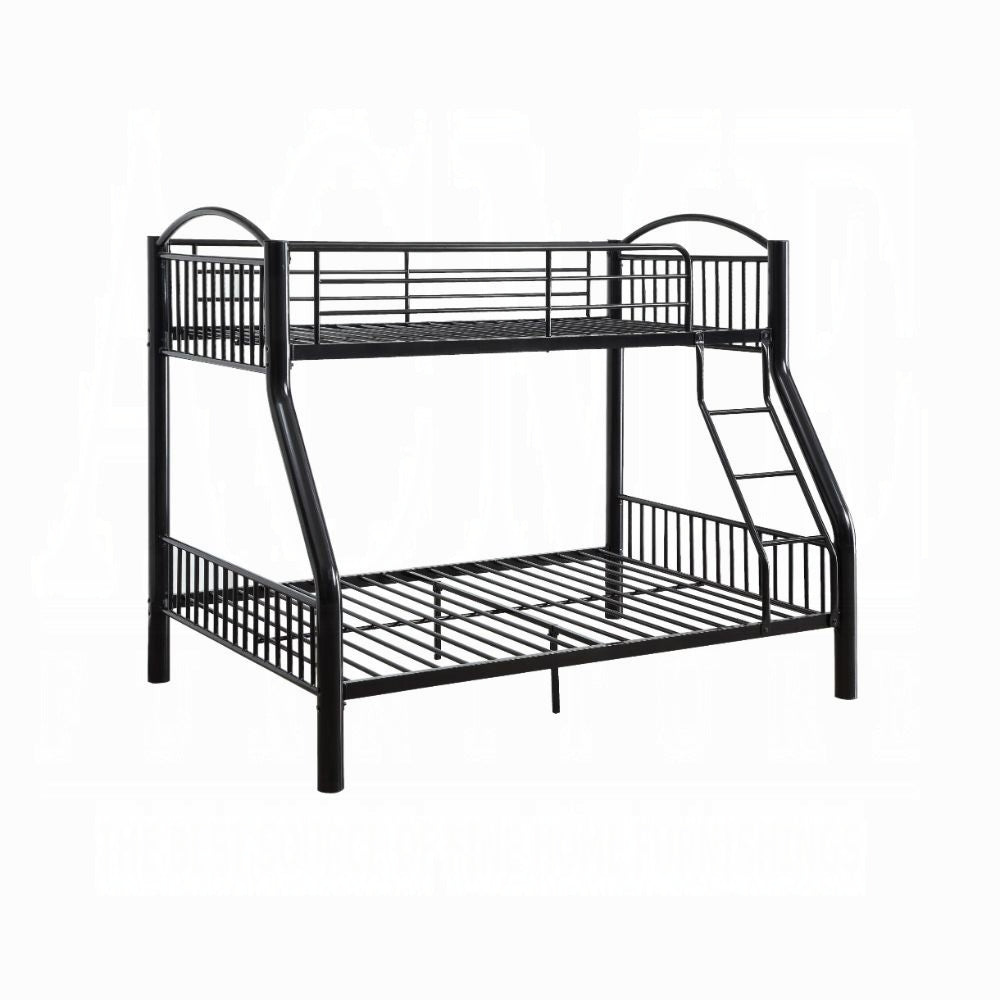 Aishu Cayelynn Metal Bunk Bed Twin/Full Black – Minimalist Teen Bed with Ladder & Safety Rails