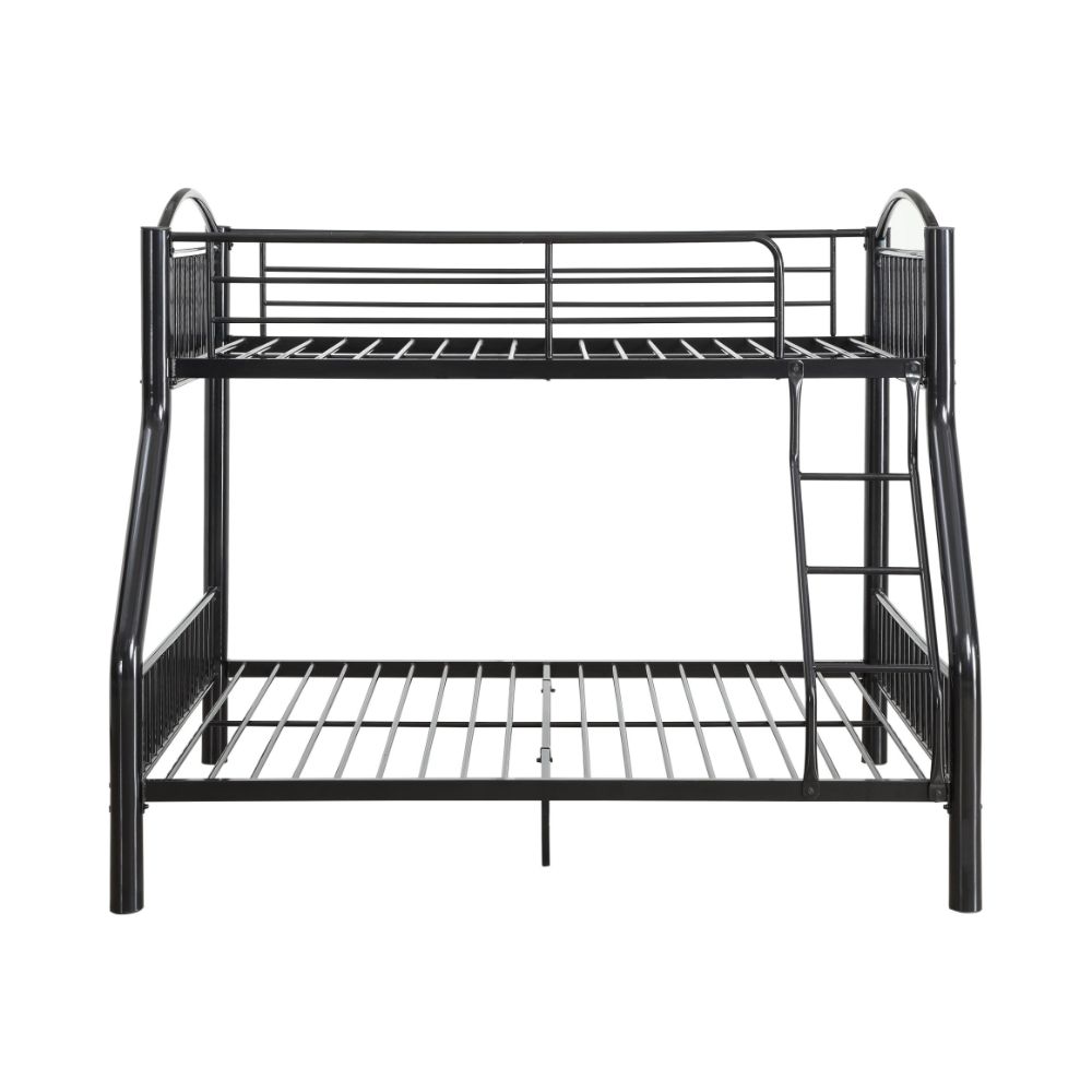 Aishu Cayelynn Metal Bunk Bed Twin/Full Black Minimalist Teen Bed with Ladder & Safety Rails