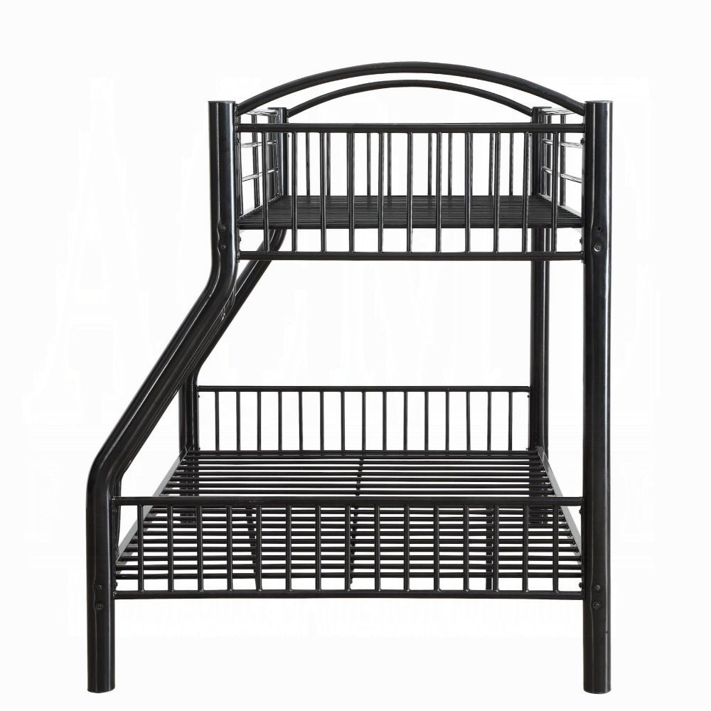 Aishu Cayelynn Metal Bunk Bed Twin/Full Black Minimalist Teen Bed with Ladder & Safety Rails