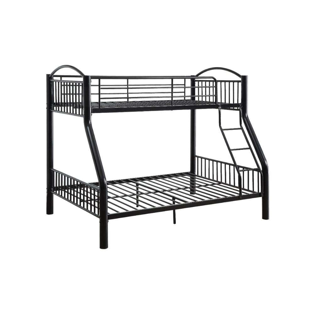 Aishu Cayelynn Metal Bunk Bed Twin/Full Black Minimalist Teen Bed with Ladder & Safety Rails
